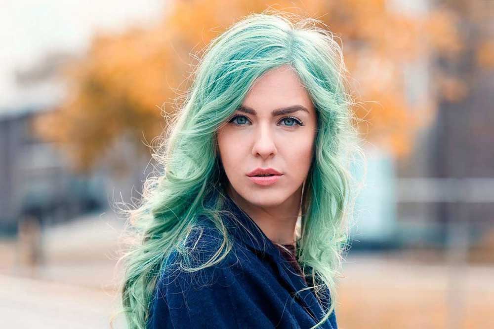 رنگ موی دخترانه سبز فیروزه ای
